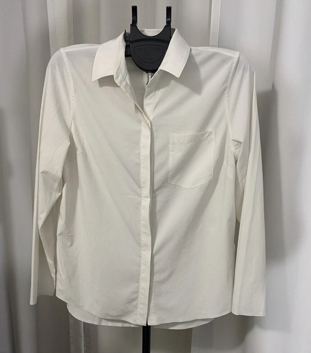 Athleta White Long Sleeve Button Down Women's size M